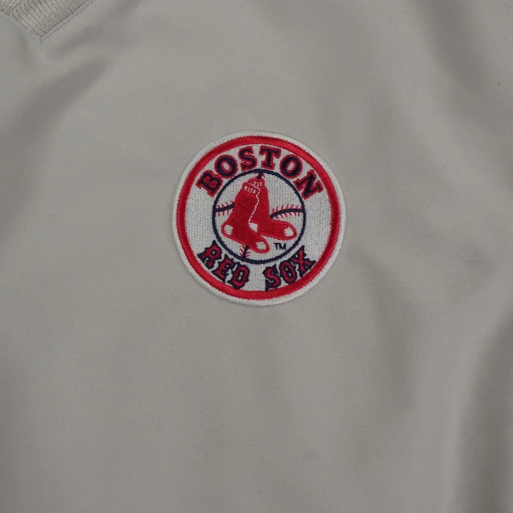 Nike Boston Red Sox Jacket Men Small‎ Beige Pullover V-Neck Windbreaker Fenway
